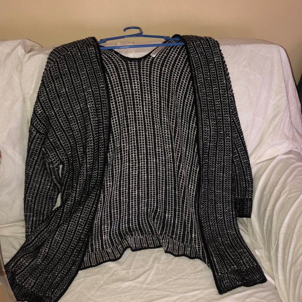 A black and white sweater